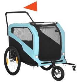 2-in-1 Large Dog Bike Trailer & Stroller Combo with Safety Hitch Quick-release Wheels Foot Support Pet Bicycle Cart