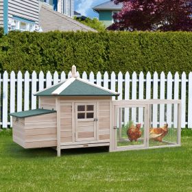 77" Chicken Coop Hen House Poultry Cage with Weatherproof Roof (Option: Natural Wood-1040x680x260 mm)
